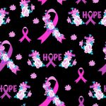1548BK Breast Cancer Hope Floral Ribbon Print